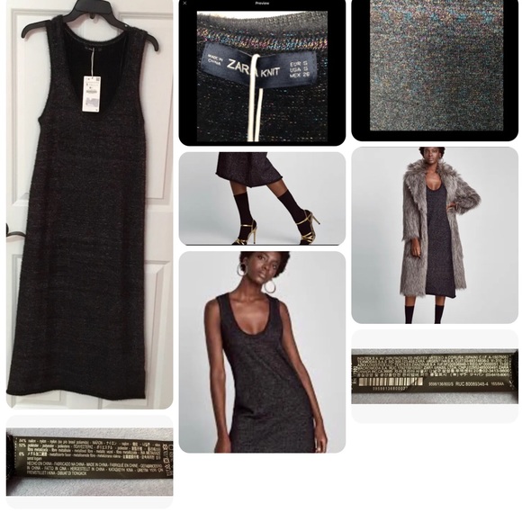 Zara Basic Collections Shimmer Knit Dress Size S NWT - Picture 2 of 2